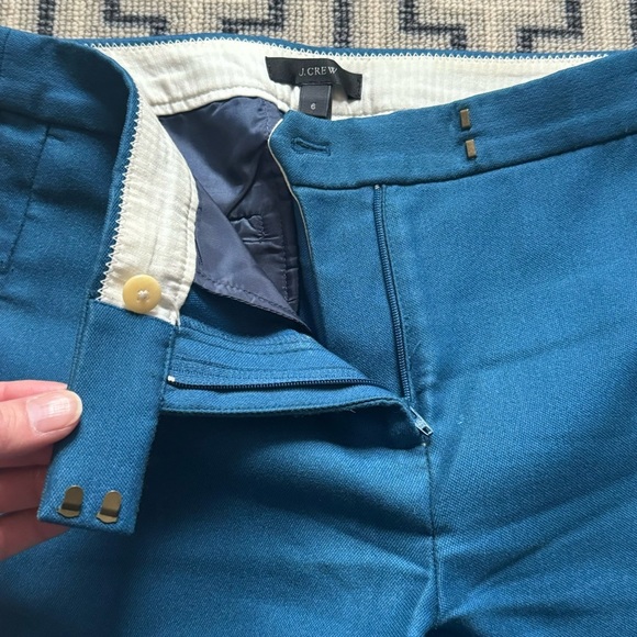 J. Crew Blue Cropped Ankle Pants with Polished Finish - Picture 5 of 14